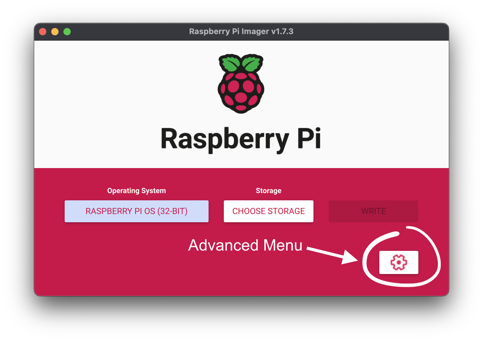 Raspberry Pi Imager Select Advanced Settings