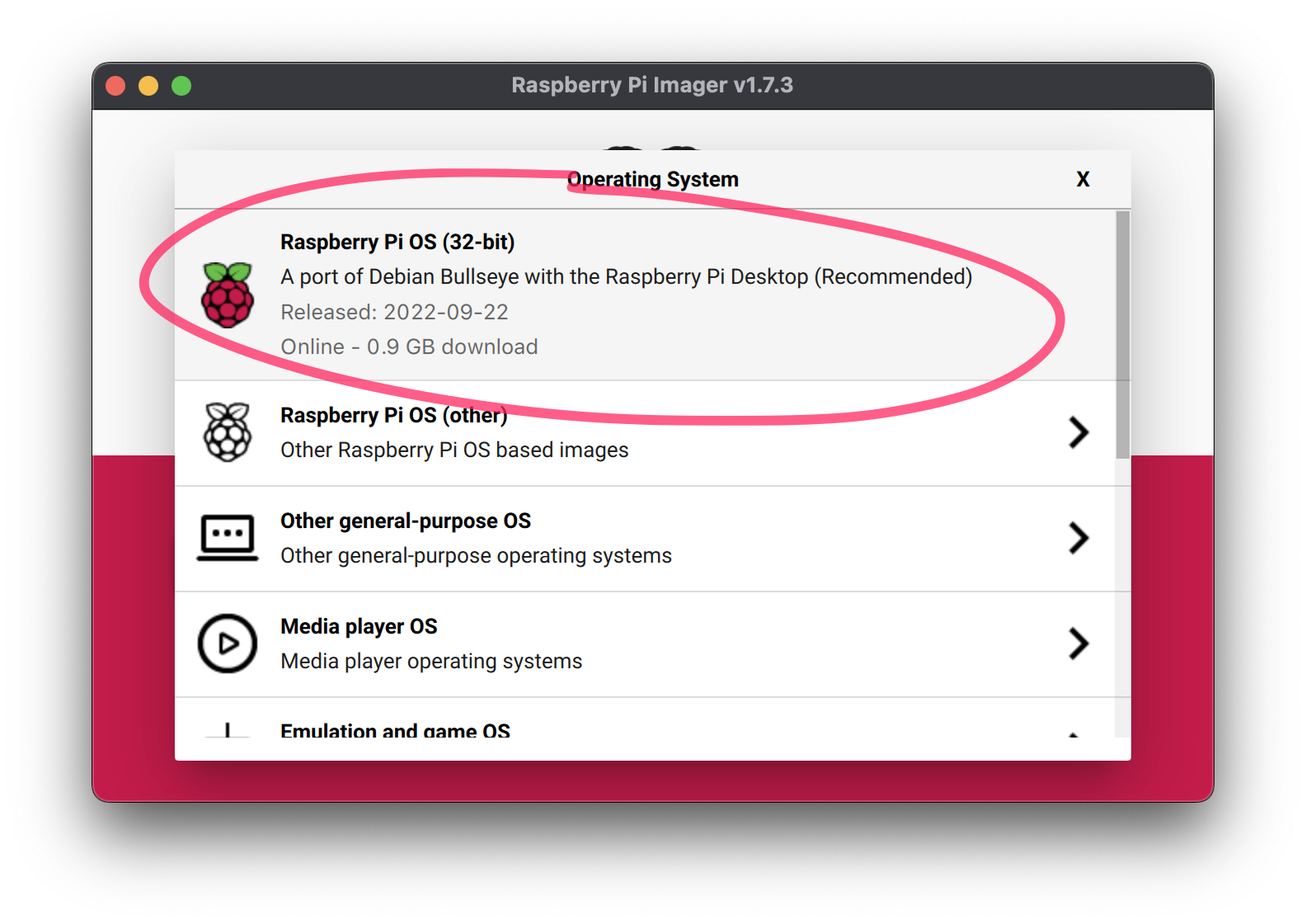 Raspberry Pi Imager Select OS
